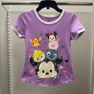 Disney Purple Tsum Tsum Graphic Short Sleeve Tee with White Trim